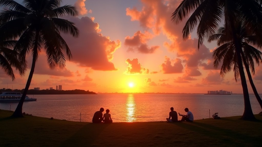 stunning sunset at biscayne bayfront