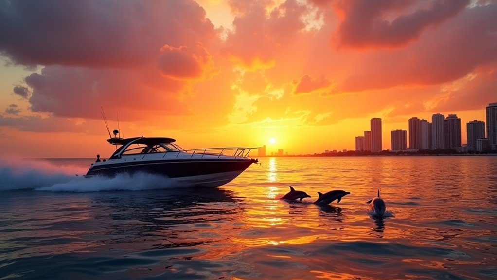 sunset cruise with dolphins